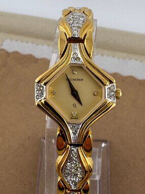 Bucherer Ladies DiamondCZ Pavé Bracelet Watch — Swiss Quartz, with Box